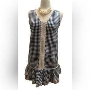 4 OCEAN LANE -Navy Gingham Mini Dress